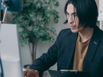 Person working comfortably at an office desk